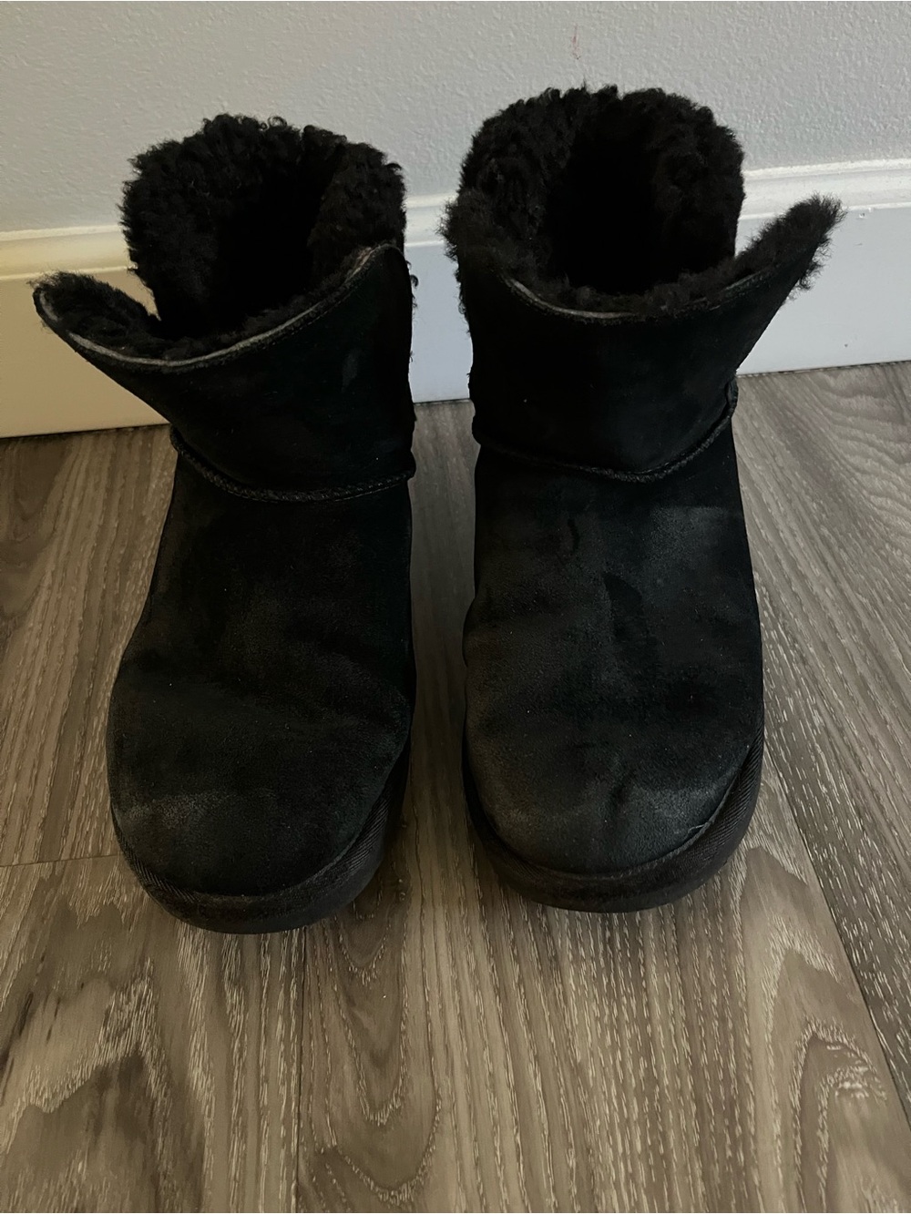 UGG Black Suede Shearling Ankle Booties
